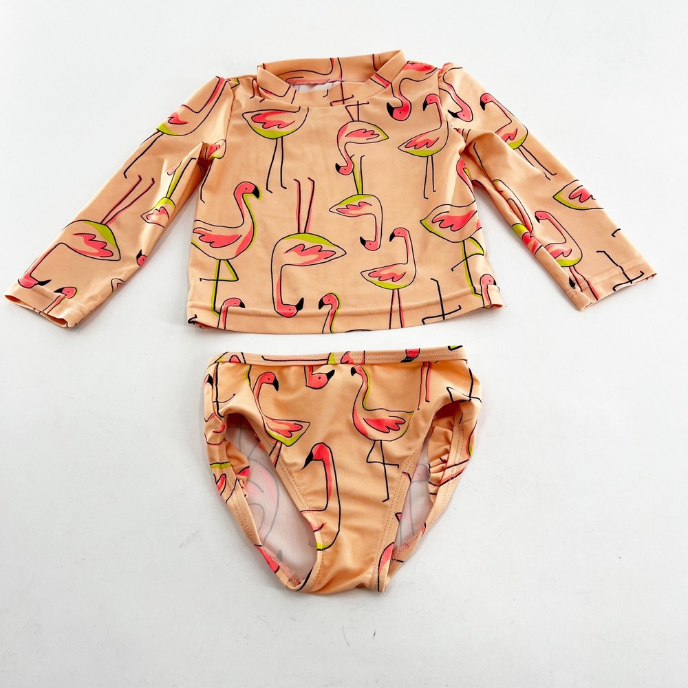 Just One You Carters 18M Flamingo Print Long Sleeve Rash Guard Swimsuit Set‎